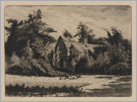 KG 08197a
<br/>
Boerderij met twee geknielde figuren
<br/>
<em>Grootens, Adrianus Johannes (1864-1957)</em>